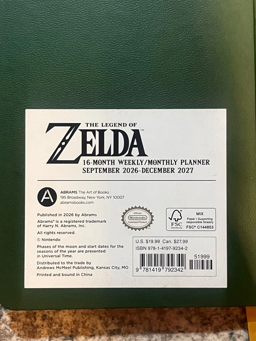 🎉Official Hardcover Zelda Daily Monthly Calendar Planner